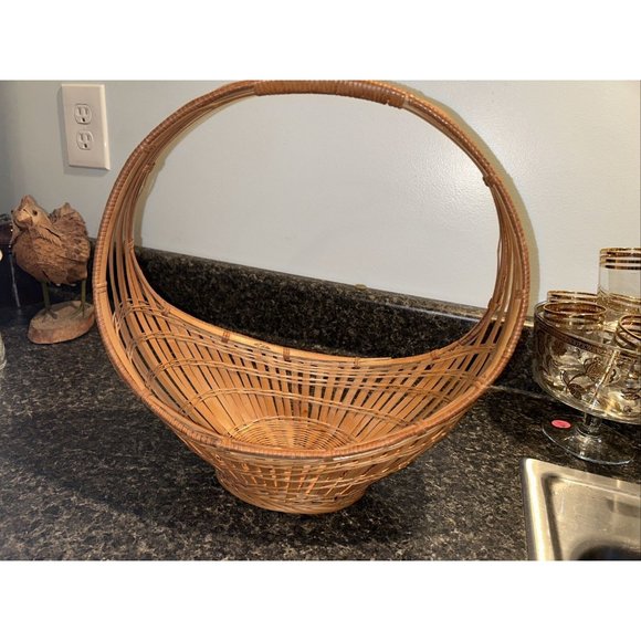 Fine Antique Fine Asian Basket Large Chinese Japanese Ikebana Woven Intricate - Picture 3 of 8